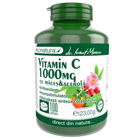 Vitamina C 1000mg cu portocala, macese si acerola, 100 comprimate, Pro Natura