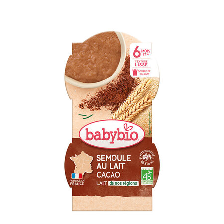 Desert Bio din gris cu lapte si cacao, 2 x 100 g, BabyBio