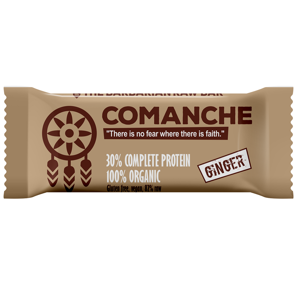 Baton proteic bio cu ghimbir Comanche, 50 g, The Barbarian