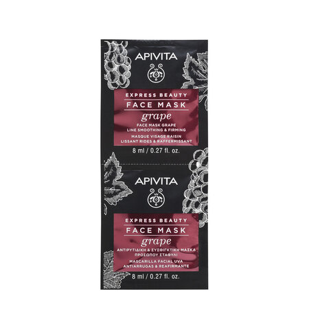 Masca faciala antirid cu extract de struguri Express Beauty, 2 x 8 ml