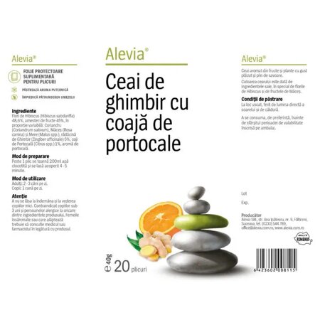Ceai de ghimbir si portocala, Alevia, 20 plicuri 748318