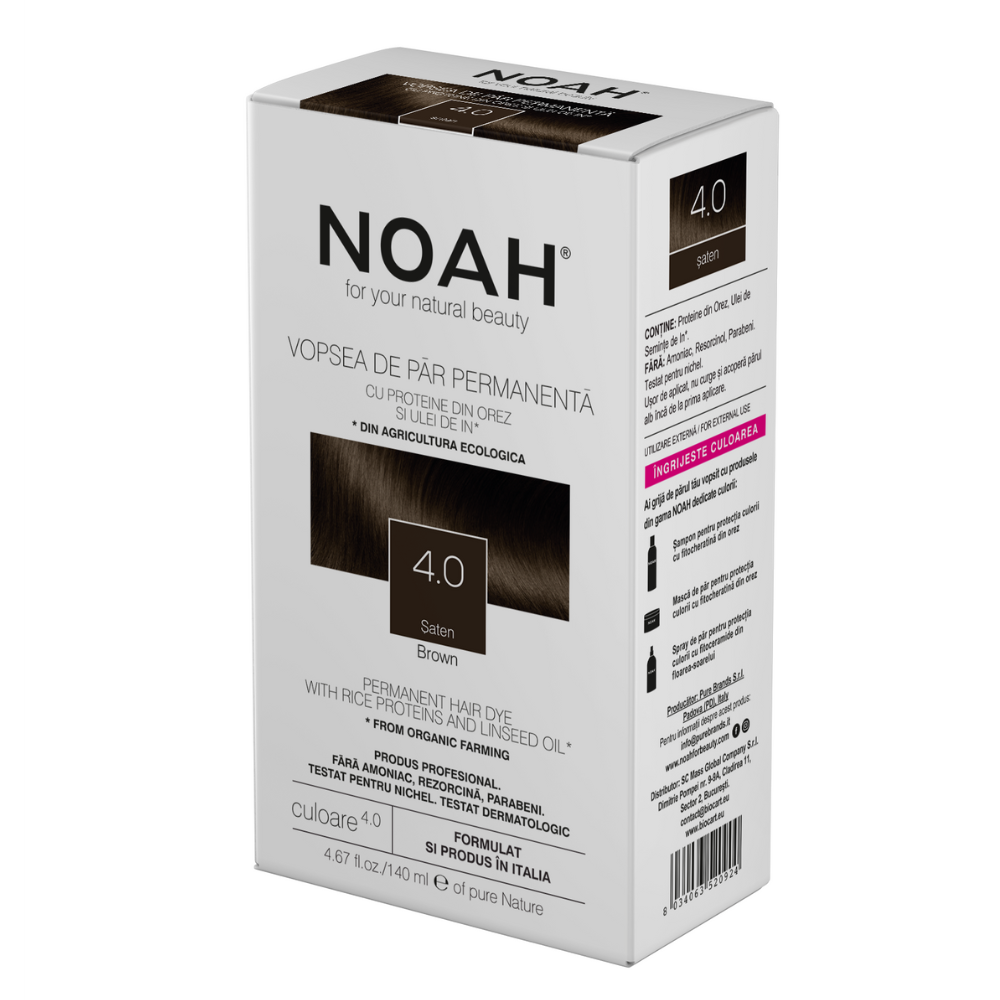 Vopsea de par naturala, Saten 4.0, 140 ml, Noah