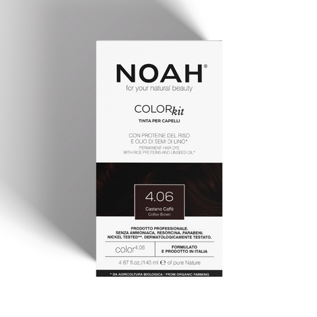 Vopsea de par naturala, Saten Cafeniu 4.06, 140 ml, Noah 720058