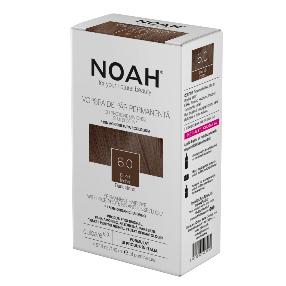 Vopsea de par naturala, Blond Inchis 6.0, 140 ml, Noah