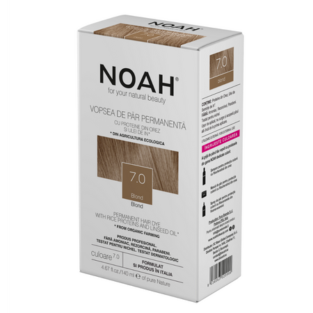Vopsea de par naturala, Blond 7.0, 140 ml, Noah