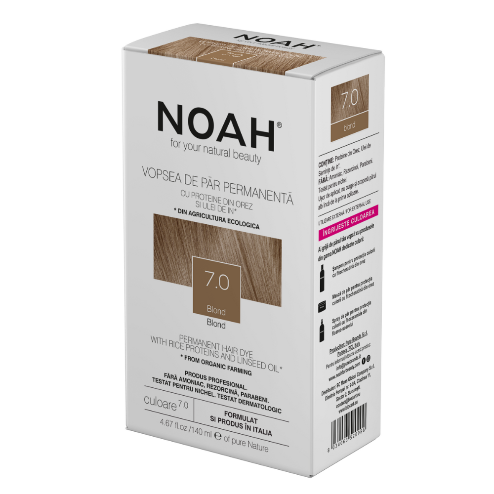 Vopsea de par naturala, Blond 7.0, 140 ml, Noah