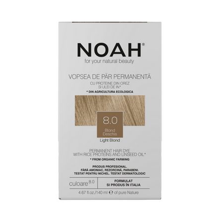 Vopsea de par naturala, Blond deschis 8.0, 140 ml, Noah 629725