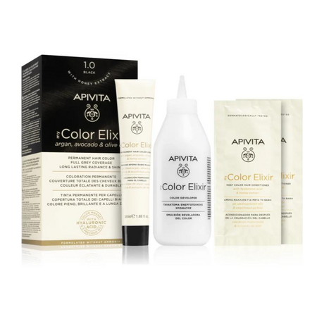 Vopsea pentru par My Color Elixir, Black, No 1.0, Apivita 598024