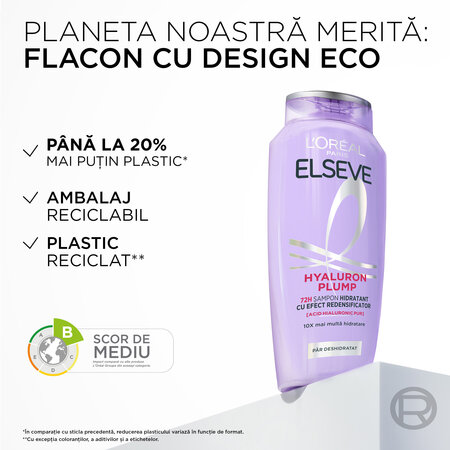Sampon hidratant pentru par deshidratat Hyaluron Plump, 400 ml, Elseve 669685