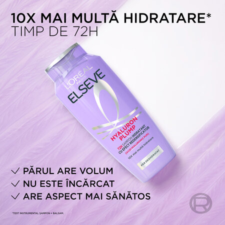 Sampon hidratant pentru par deshidratat Hyaluron Plump, 400 ml, Elseve 669681