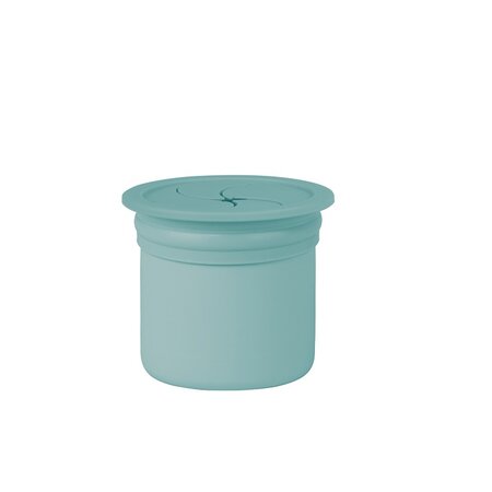 Cana cu pai si recipient din silicon pentru gustari, Aqua Green, Minikoioi 540394