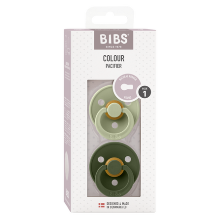 Set 2 suzete cu tetina rotunda Colour Latex, +0 luni, Sage - Hunter Green, Bibs 540375