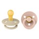 Set 2 suzete cu tetina rotunda Colour Latex, +0 luni, Vanilla - Blush, Bibs 540404