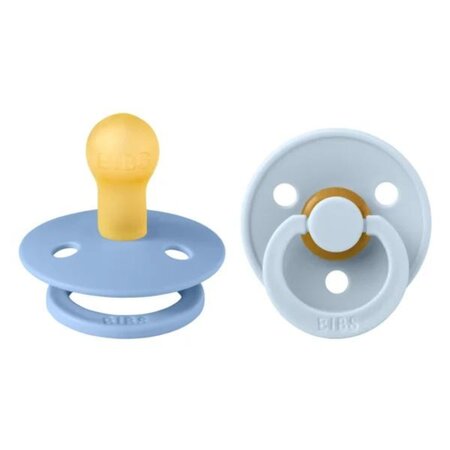 Set 2 suzete cu tetina rotunda Colour Latex, +0 luni, Sky Blue - Baby Blue