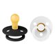 Set 2 suzete cu tetina rotunda Colour Latex, +0 luni, Black - White, Bibs 540409