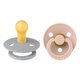 Set 2 suzete cu tetina rotunda Colour Latex, +0 luni, Cloud - Blush, Bibs 540423