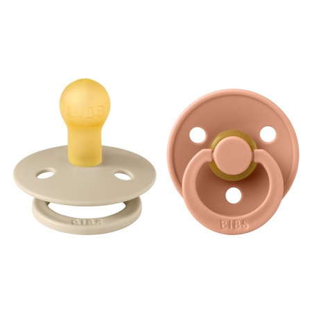 Set 2 suzete cu tetina rotunda Colour Latex, +0 luni, Vanila - Peach