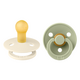 Set 2 suzete cu tetina rotunda Colour Latex, +0 luni, Ivory - Sage, Bibs 540379
