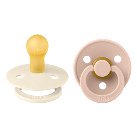 Set 2 suzete cu tetina rotunda Colour Latex, +0 luni, Ivory - Blush