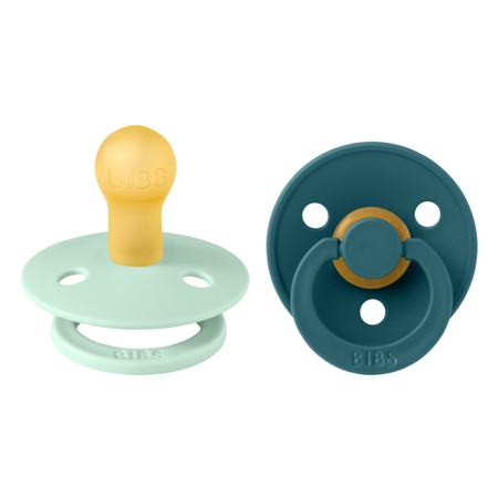 Set 2 suzete cu tetina rotunda Colour Latex, +0 luni, Nordic Mint - Forest Lake