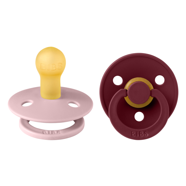 Set 2 suzete cu tetina rotunda Colour Latex, +0 luni, Lake Pink Plum - Elderberry, Bibs