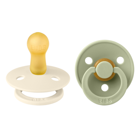 Set 2 suzete cu tetina rotunda Colour Latex, +6 luni, Ivory - Sage