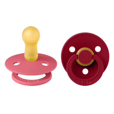 Set 2 suzete cu tetina rotunda Colour Latex, +6 luni, Coral - Ruby