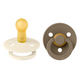Set 2 suzete cu tetina rotunda Colour Latex, +6 luni, Ivory - Dark Oak, Bibs 540491