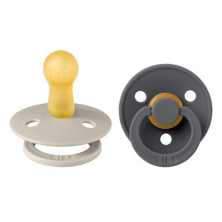 Set 2 suzete cu tetina rotunda Colour Latex, +6 luni, Sand - Iron