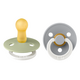 Set 2 suzete Fosforescente cu tetina rotunda Colour Glow Latex, +6 luni, Sage - Cloud, Bibs 540503