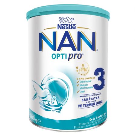 Formula de lapte Nan 3 Optipro HMO, +12 luni, 400 g, Nestle