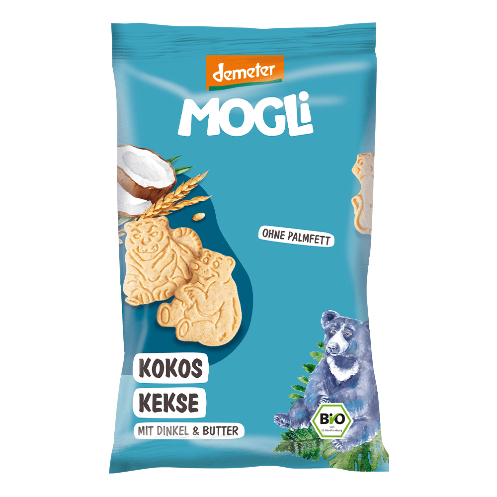 Mini biscuiti cu cocos bio, 50 g, Ursuleti, Mogli