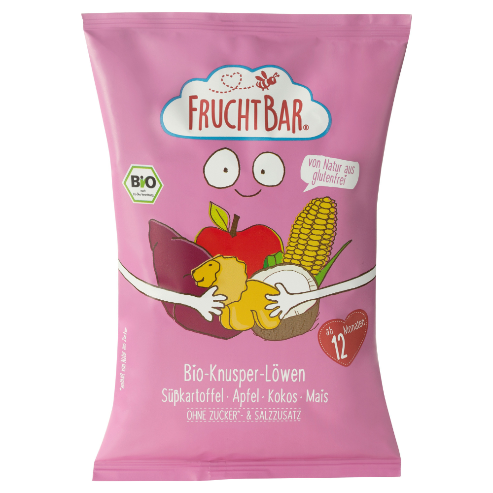 Pufuleti Bio cu mar, cartofi dulci si nuca de cocos, 30 g, Frucht Bar