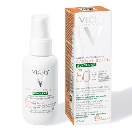 Fluid de protectie solara UV Clear, pentru ten gras cu tendinta acneica SPF 50 + Capital Soleil, 40 ml, Vichy 540784