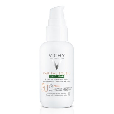 Fluid de protectie solara pentru ten gras cu tendinta acneica SPF 50 + Capital Soleil