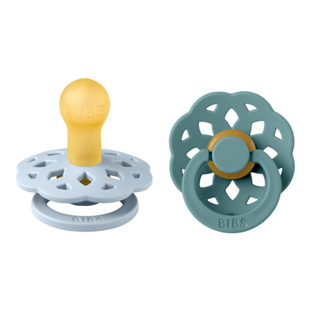 Set 2 suzete cu tetina rotunda Boheme Latex, +0 luni, Baby Blue - Island Sea