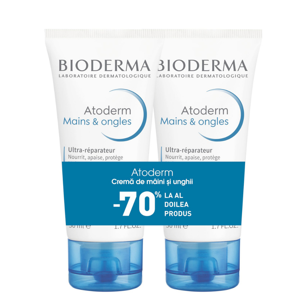 Pachet Crema de maini Atoderm, 2 x 50 ml (70% reducere la al 2-lea produs), Bioderma