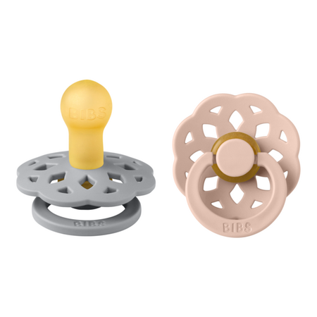 Set 2 suzete cu tetina rotunda Boheme Latex, +0 luni, Cloud - Blush