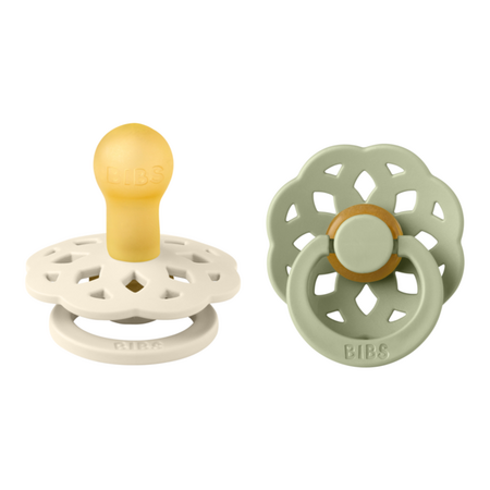 Set 2 suzete cu tetina rotunda Boheme Latex, +0 luni, Ivory - Sage