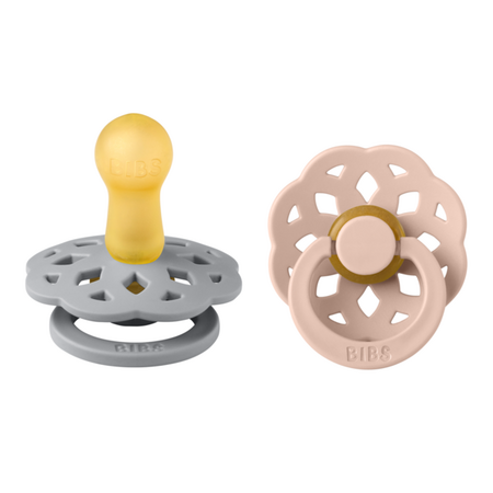 Set 2 suzete cu tetina rotunda Boheme Latex, +6 luni, Cloud - Blush