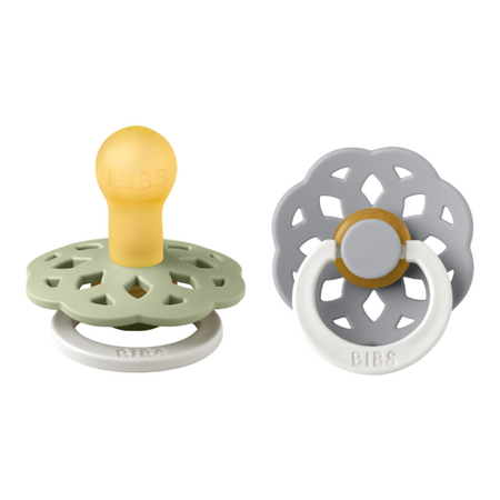 Set 2 suzete Fosforescente cu tetina rotunda Boheme Glow Latex, +0 luni, Sage - Cloud