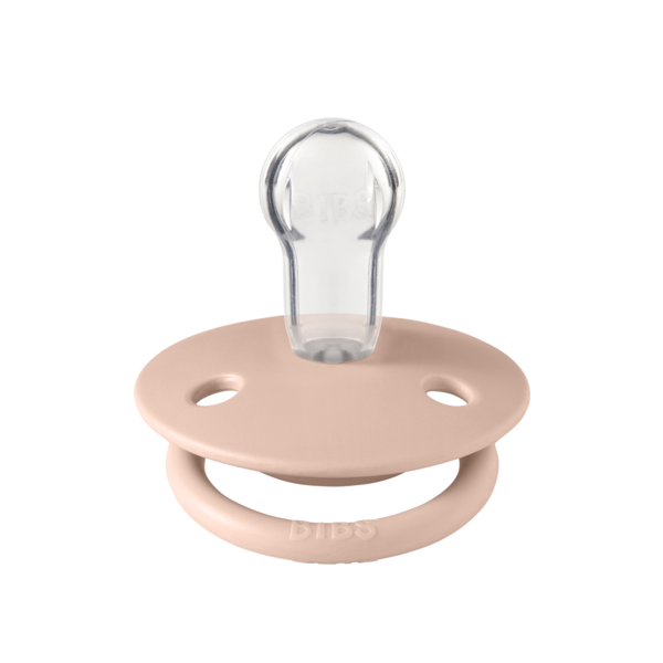 Suzeta cu tetina rotunda universala din silicon De Lux, 0 - 3 ani, Blush, Bibs