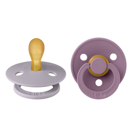 Set 2 suzete din latex cu tetina simetrica Colour Latex, +0 luni, Grey - Mauve