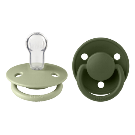 Set 2 suzete cu tetina rotunda din silicon universala De Lux, 0-3 ani, Sage - Hunter Green