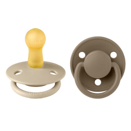 Set 2 suzete cu tetina rotunda din latex De Lux, +6 luni, Vanilla - Dark Oak