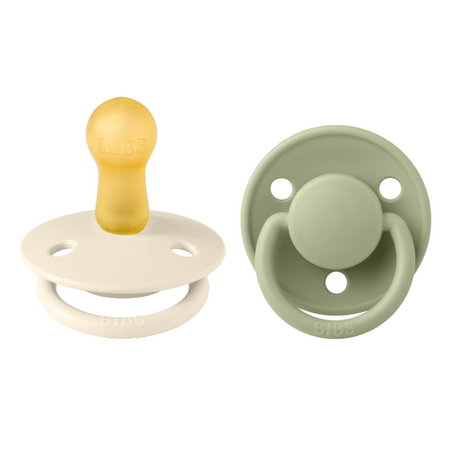Set 2 suzete cu tetina rotunda din latex De Lux, +6 luni, Ivory - Sage