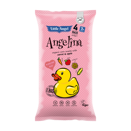 Pufuleti organici cu mar si morcov, +7 luni, 4x15g, Little Angel