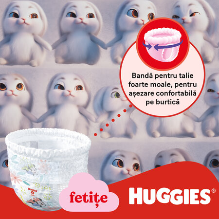 Scutece Little Movers Pants Girl, Nr. 6, 15-25 kg, 44 bucati, Huggies 801395