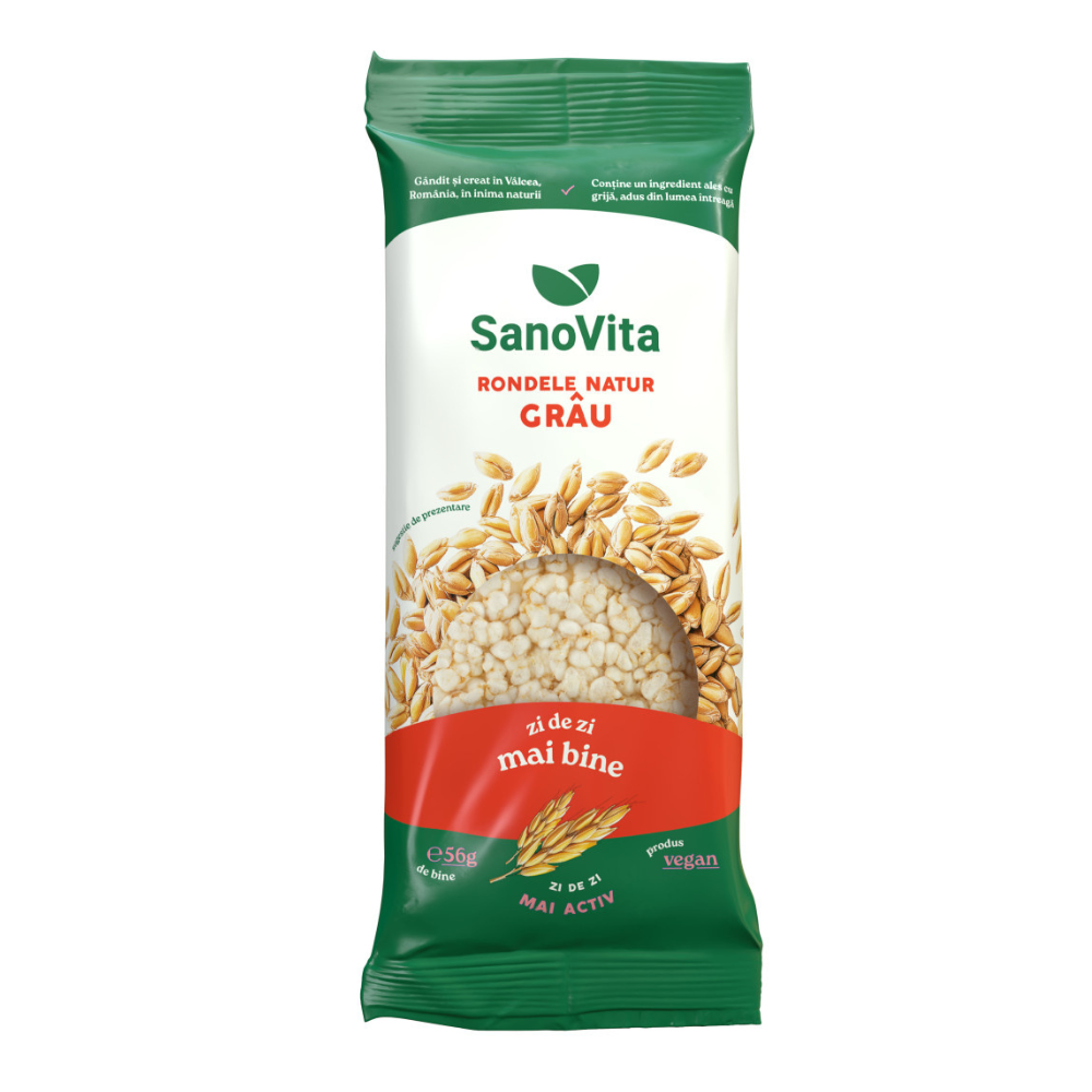 Rondele din grau expandat, 56 g, Sanovita