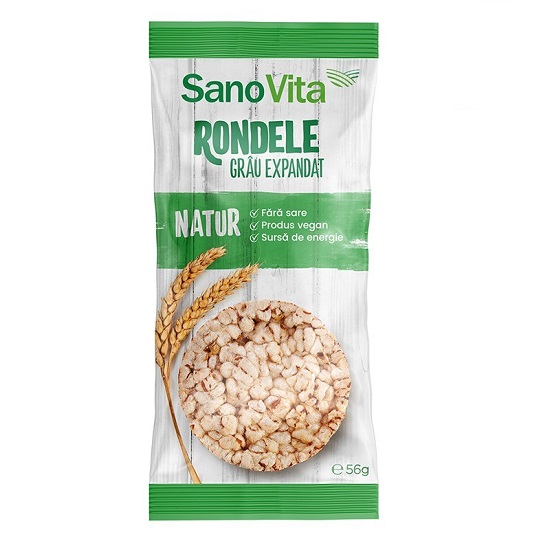 Rondele din grau expandat, 56 g, Sanovita